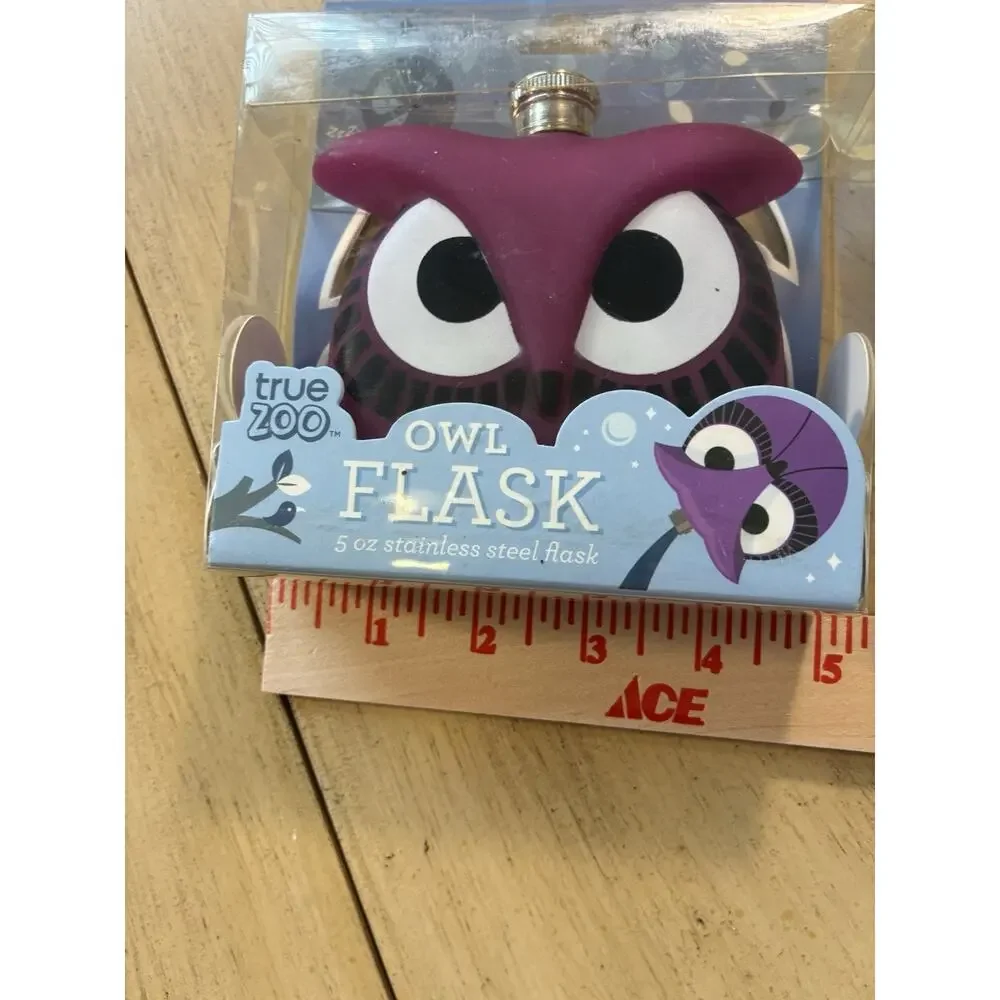 NEW Owl Flask Quirky Animal Drinkware Festival Accessory 5oz Bird Owls Purple